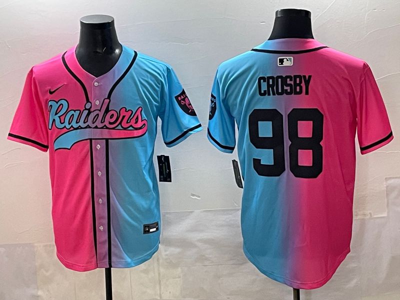 Men 2025 Oakland Raiders #98 Crosby Blue pink Nike Limited NFL Jersey style 001